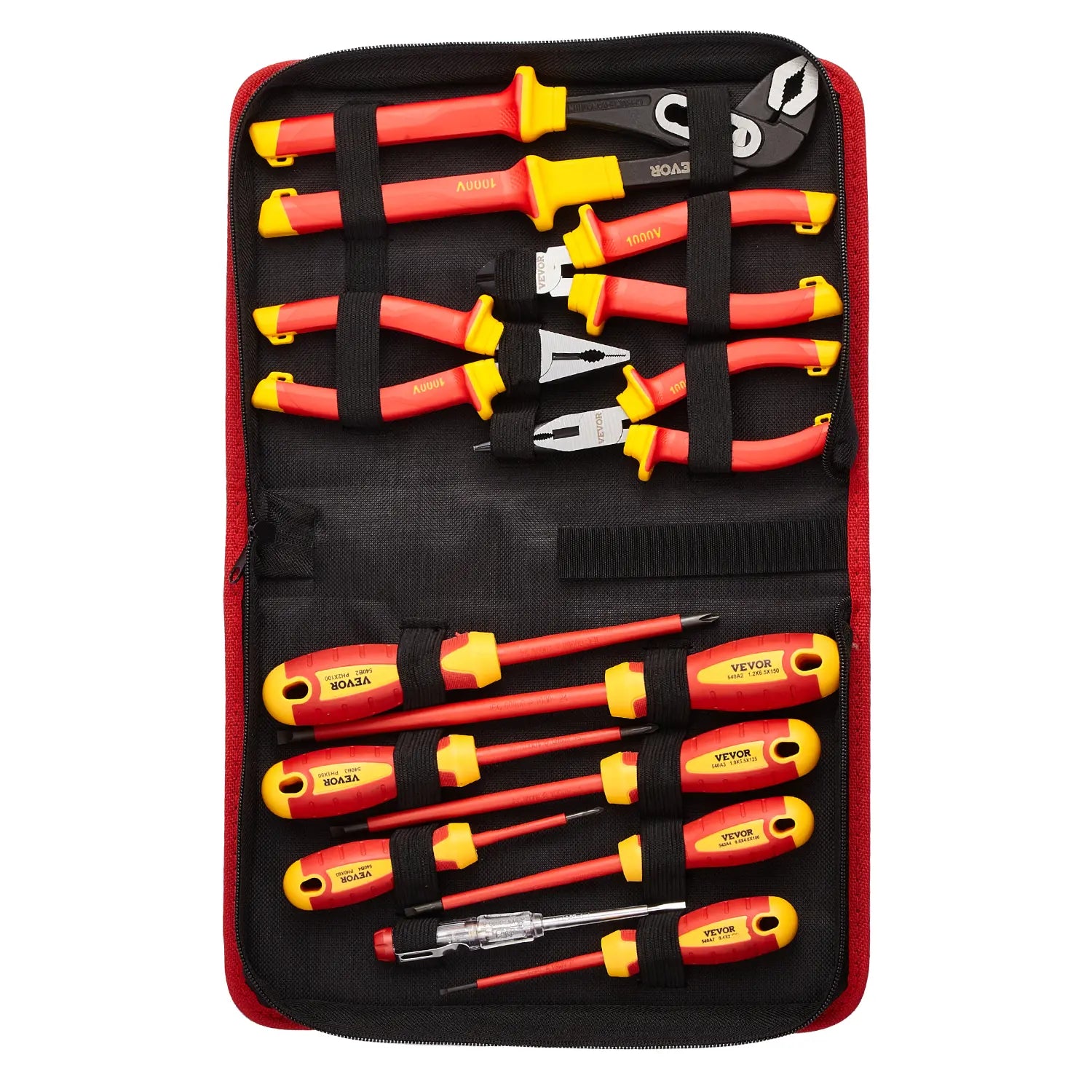 【Dealsforyoudays】Vevor Insulated Screwdriver Set, 12-Piece Professional Electrical Screwdriver Set, 1000V Insulated Electrician Tool Set, with Magnetic Phillips Slotted Tips, Insulated Pliers, and Diagonal Pliers