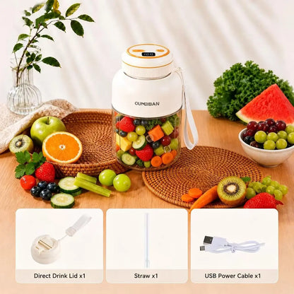 44 Oz Portable Blender, Personal Smoothie Blender with Stainless Steel Blades, USB Rechargeable Juice Blender Cup for Protein Shakes, Fresh Juice, Fruit Smoothies & Ice Crushing, Large Capacity Travel Blender