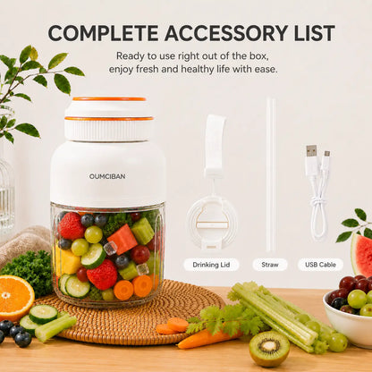 44 Oz Portable Blender, Personal Smoothie Blender with Stainless Steel Blades, USB Rechargeable Juice Blender Cup for Protein Shakes, Fresh Juice, Fruit Smoothies & Ice Crushing, Large Capacity Travel Blender