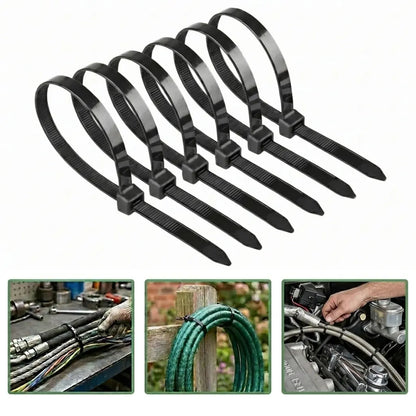 【Summervibes】100Pcs Heavy Duty Zip Ties 12 Inch 50LBS High Tensile Strength UV Resistant Self Locking Nylon Cable Ties for Home Office Garden and Workshop Emergency Repairs Vehicle Repair