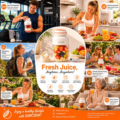44 Oz Portable Blender, Personal Smoothie Blender with Stainless Steel Blades, USB Rechargeable Juice Blender Cup for Protein Shakes, Fresh Juice, Fruit Smoothies & Ice Crushing, Large Capacity Travel Blender
