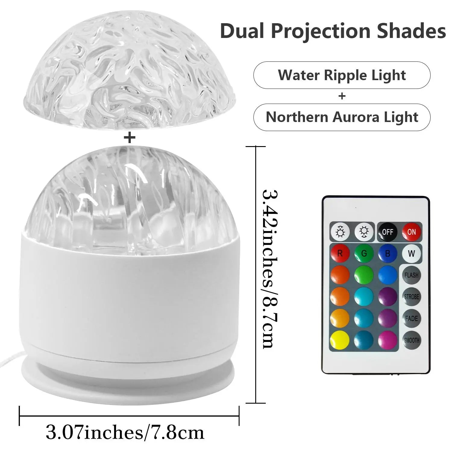 Aurora & Water Ripple 2-In-1 Projector Light – RGB Atmosphere Lamp with Remote Control, USB Powered Ambient Light for Bedroom, Party & Relaxation, Dynamic Mood Lighting Effects, Ideal for Decorations & Christmas Gifts