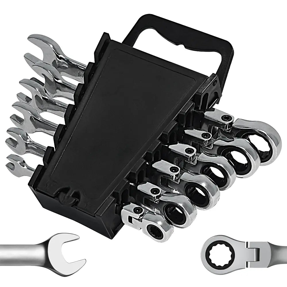 6Pcs/12Pcs Ratchet Wrench Setwith 180° Rotating Flexible Head，Metric Size，Mirror Chrome Plated Square Drive Quick Ratchet Full Set，Home Auto Repair Tools, Hardware Tools, Ideal Gift for Husband or Father
