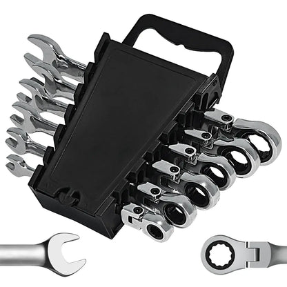 6Pcs/12Pcs Ratchet Wrench Setwith 180° Rotating Flexible Head，Metric Size，Mirror Chrome Plated Square Drive Quick Ratchet Full Set，Home Auto Repair Tools, Hardware Tools, Ideal Gift for Husband or Father