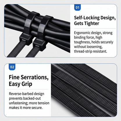 【Summervibes】100Pcs Heavy Duty Zip Ties 12 Inch 50LBS High Tensile Strength UV Resistant Self Locking Nylon Cable Ties for Home Office Garden and Workshop Emergency Repairs Vehicle Repair