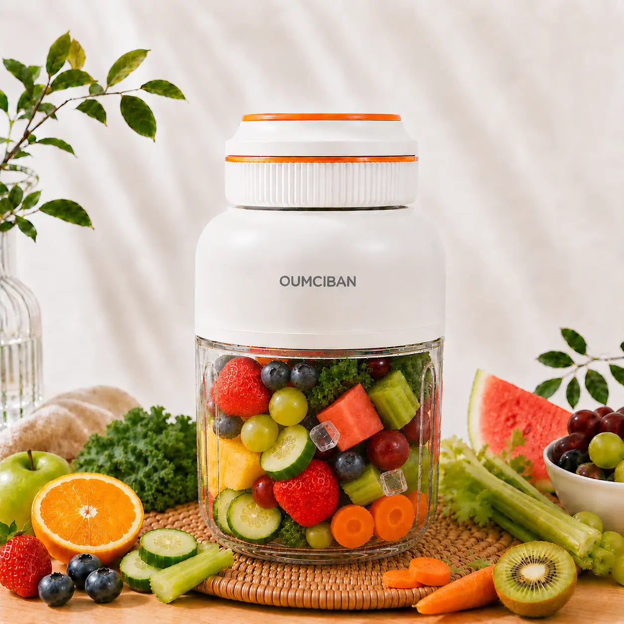 44 Oz Portable Blender, Personal Smoothie Blender with Stainless Steel Blades, USB Rechargeable Juice Blender Cup for Protein Shakes, Fresh Juice, Fruit Smoothies & Ice Crushing, Large Capacity Travel Blender