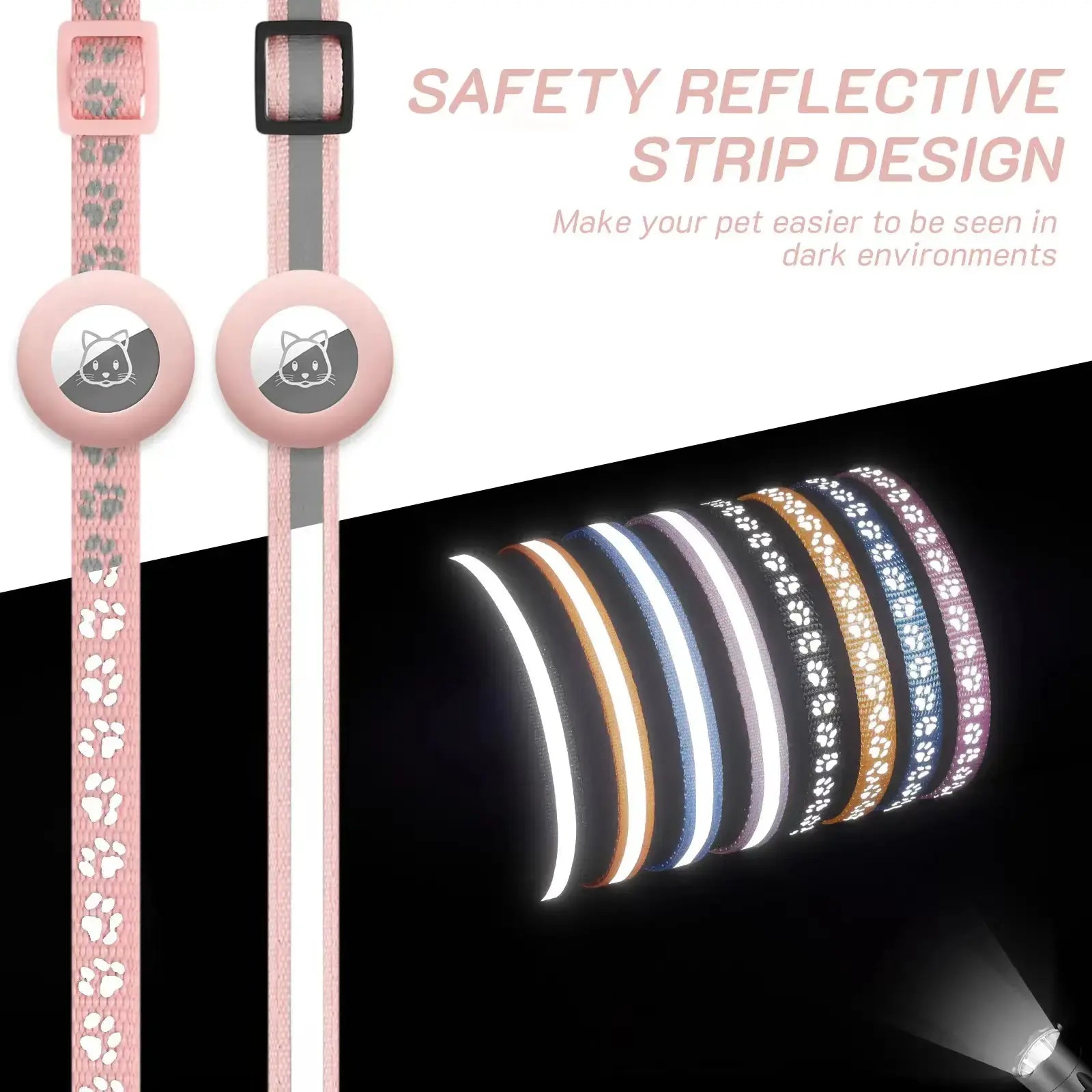 2 Pack Adjustable Reflective Cat Collar with Bell, Airtag Compatible, Safe Buckle for Boys & Girls, Kittens, Pet Supplies, Gifts (No Airtag)