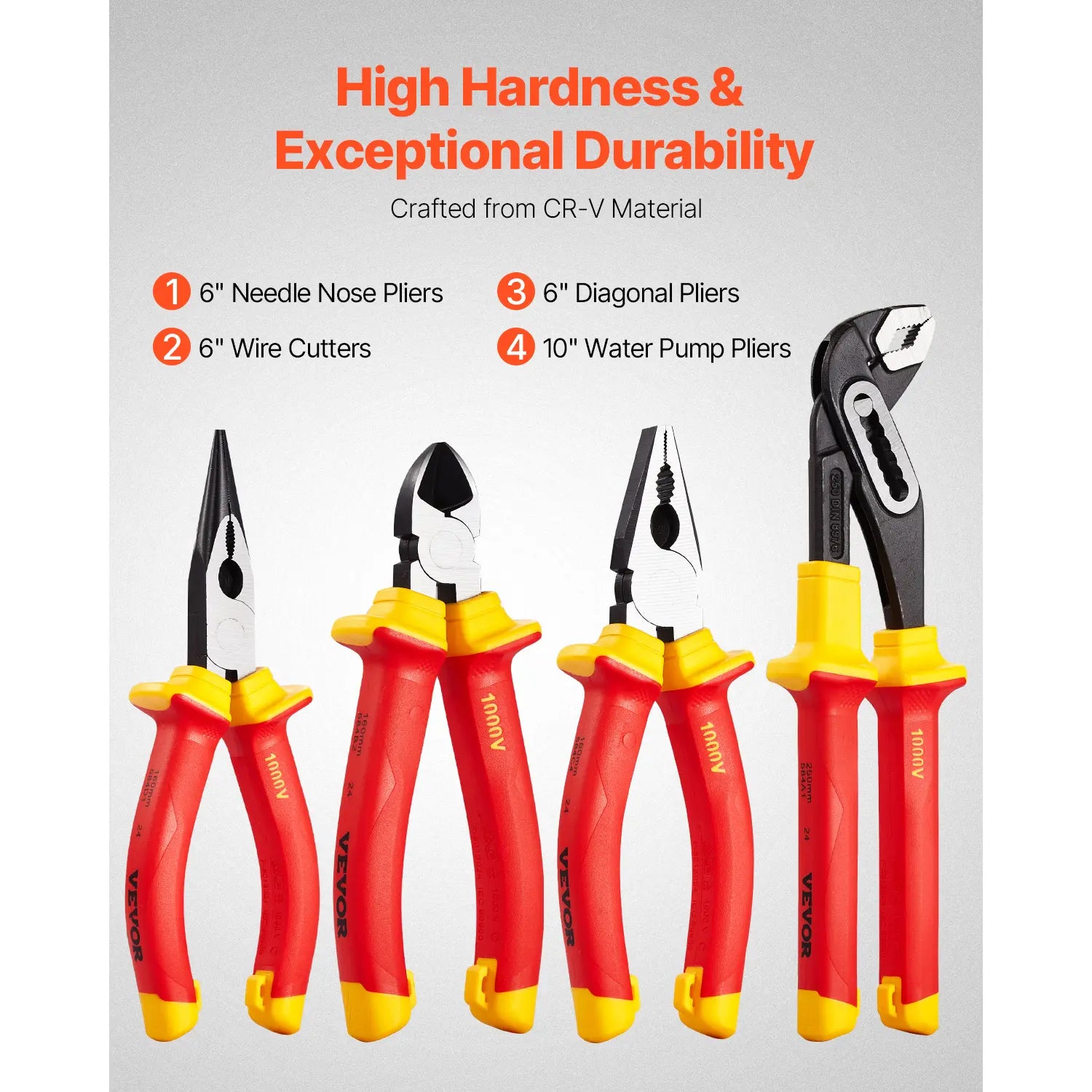 【Dealsforyoudays】Vevor Insulated Screwdriver Set, 12-Piece Professional Electrical Screwdriver Set, 1000V Insulated Electrician Tool Set, with Magnetic Phillips Slotted Tips, Insulated Pliers, and Diagonal Pliers