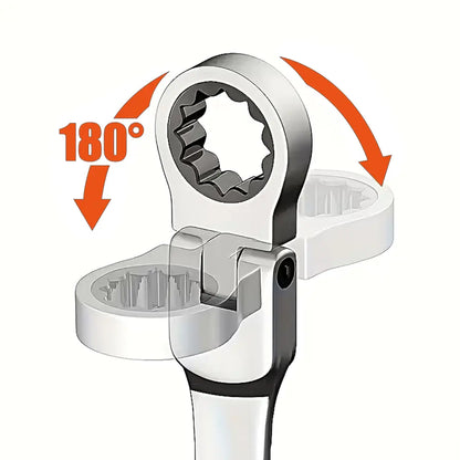 6Pcs/12Pcs Ratchet Wrench Setwith 180° Rotating Flexible Head，Metric Size，Mirror Chrome Plated Square Drive Quick Ratchet Full Set，Home Auto Repair Tools, Hardware Tools, Ideal Gift for Husband or Father