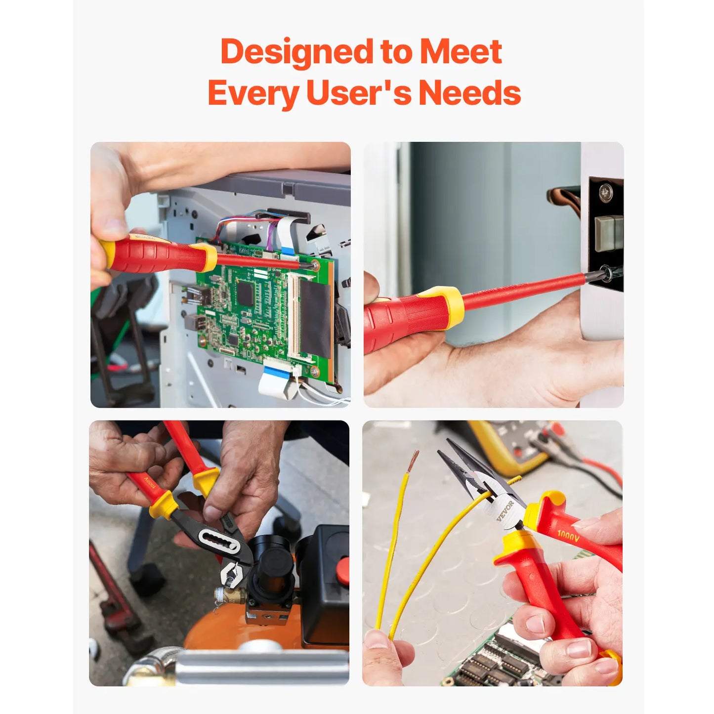 【Dealsforyoudays】Vevor Insulated Screwdriver Set, 12-Piece Professional Electrical Screwdriver Set, 1000V Insulated Electrician Tool Set, with Magnetic Phillips Slotted Tips, Insulated Pliers, and Diagonal Pliers
