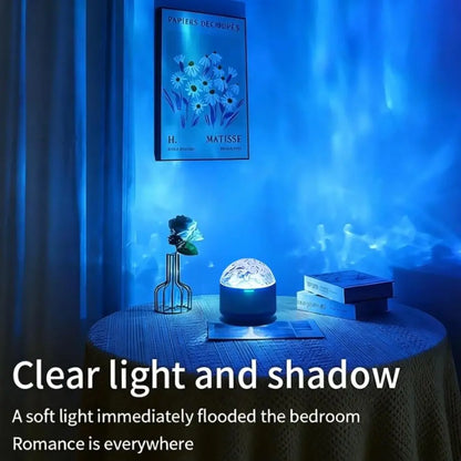 Aurora & Water Ripple 2-In-1 Projector Light – RGB Atmosphere Lamp with Remote Control, USB Powered Ambient Light for Bedroom, Party & Relaxation, Dynamic Mood Lighting Effects, Ideal for Decorations & Christmas Gifts