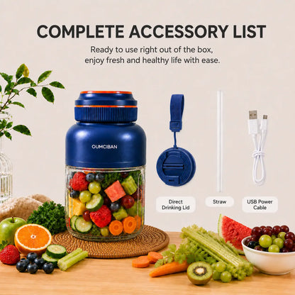 44 Oz Portable Blender, Personal Smoothie Blender with Stainless Steel Blades, USB Rechargeable Juice Blender Cup for Protein Shakes, Fresh Juice, Fruit Smoothies & Ice Crushing, Large Capacity Travel Blender