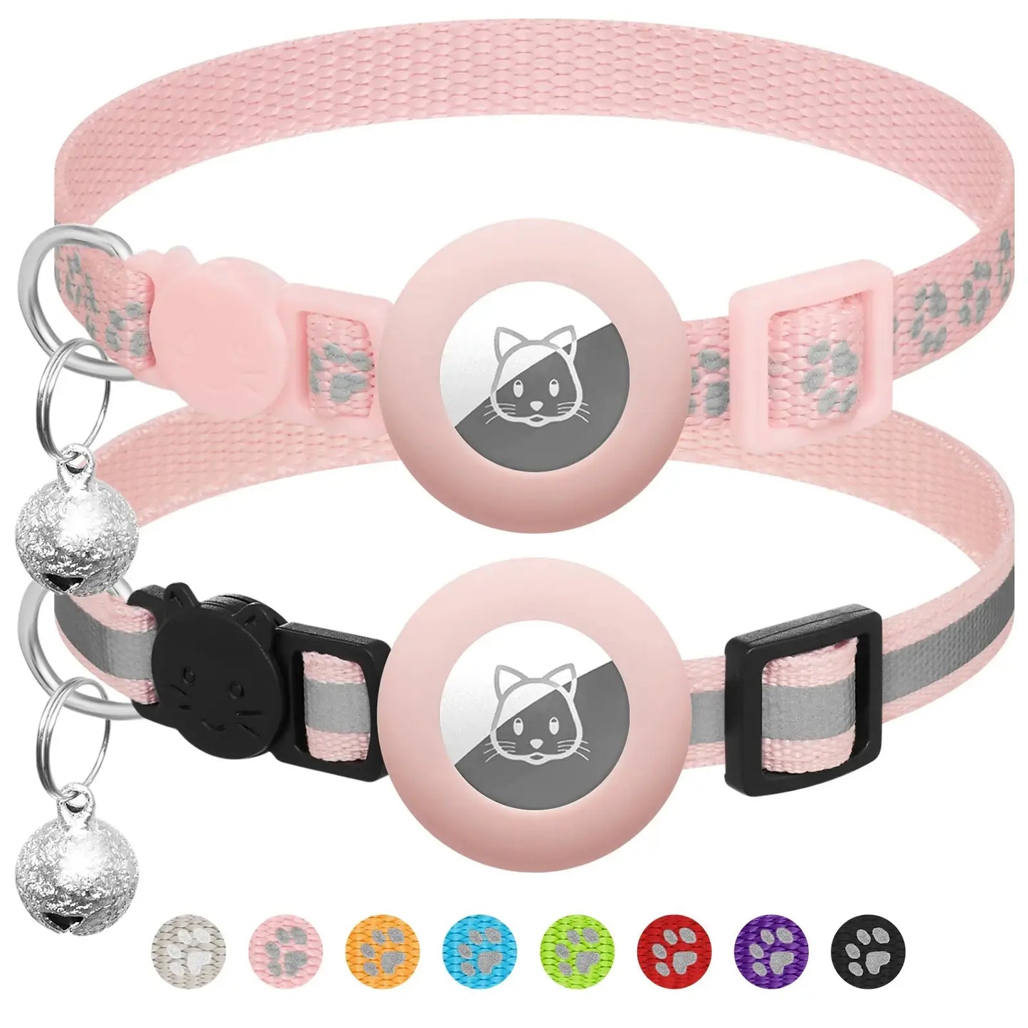2 Pack Adjustable Reflective Cat Collar with Bell, Airtag Compatible, Safe Buckle for Boys & Girls, Kittens, Pet Supplies, Gifts (No Airtag)
